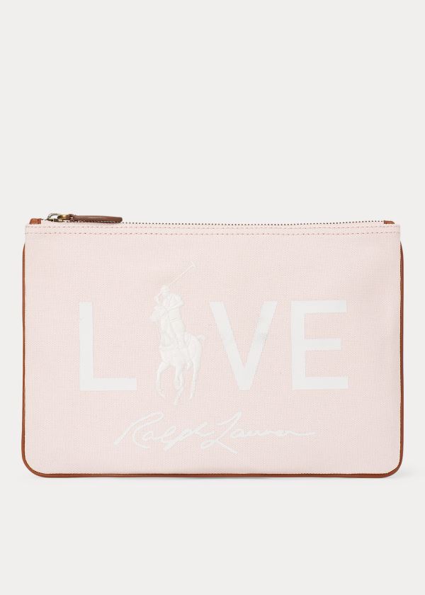 Women's Ralph Lauren Pink Pony Love Canvas Pouch | 360178ISG